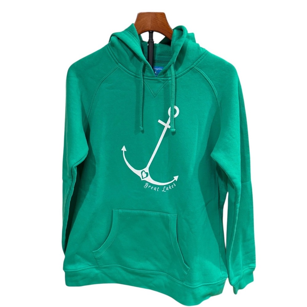 Champion Future Friendly Green Great Lakes Anchor Hoodie XL Michigan Heart cozy